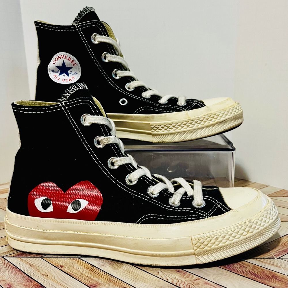Converse Comme Des Garcon Play Chuck 70 High Top Mens 4 Womens 6 Black Heart